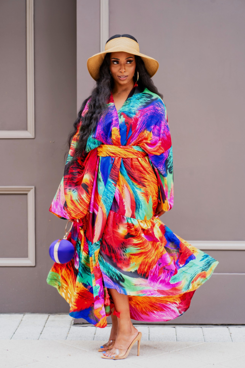 Tropical on sale kimono dress