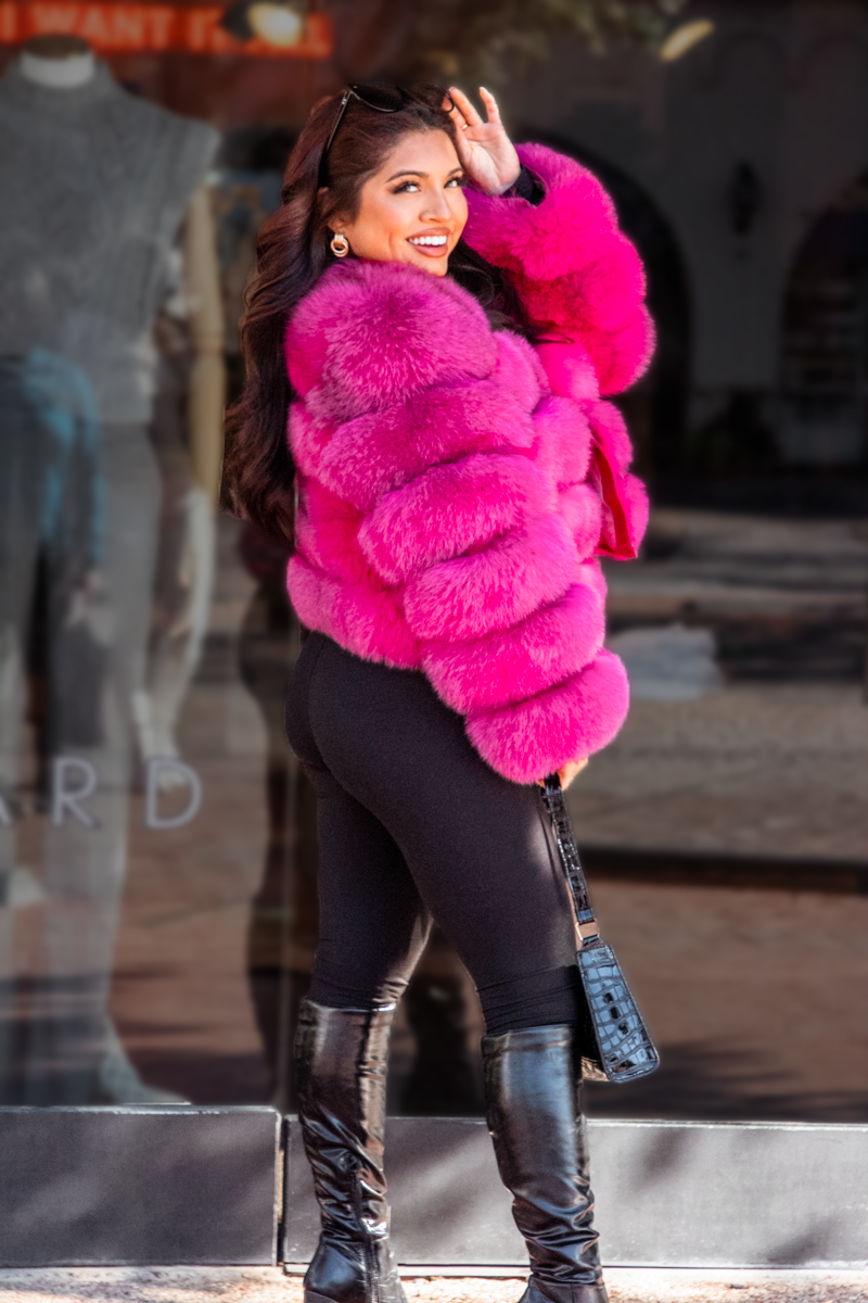 Hot Pink Faux Fur Coat