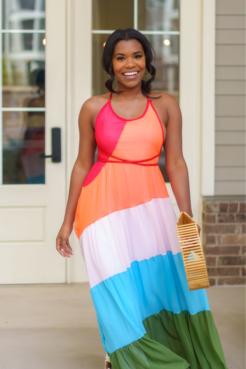 Rainbow Summer Maxi Dress - Daisy Pop